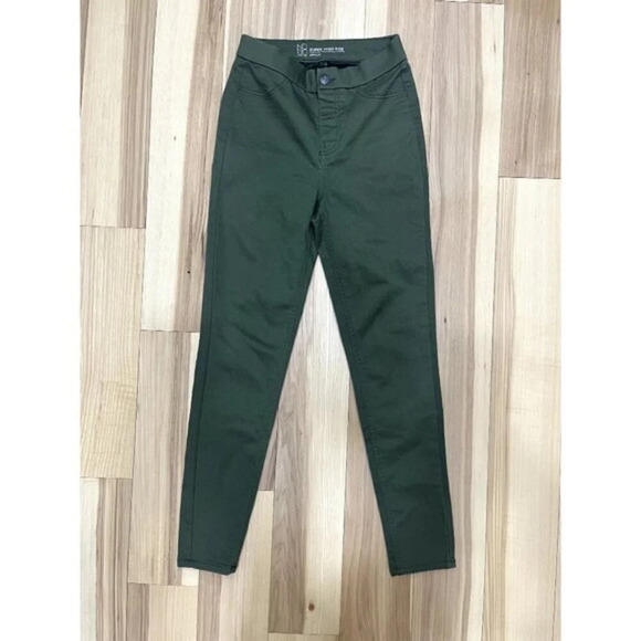 NOBO Super High Rise Pull On Twill Pants Olive Green Small - Picture 1 of 3